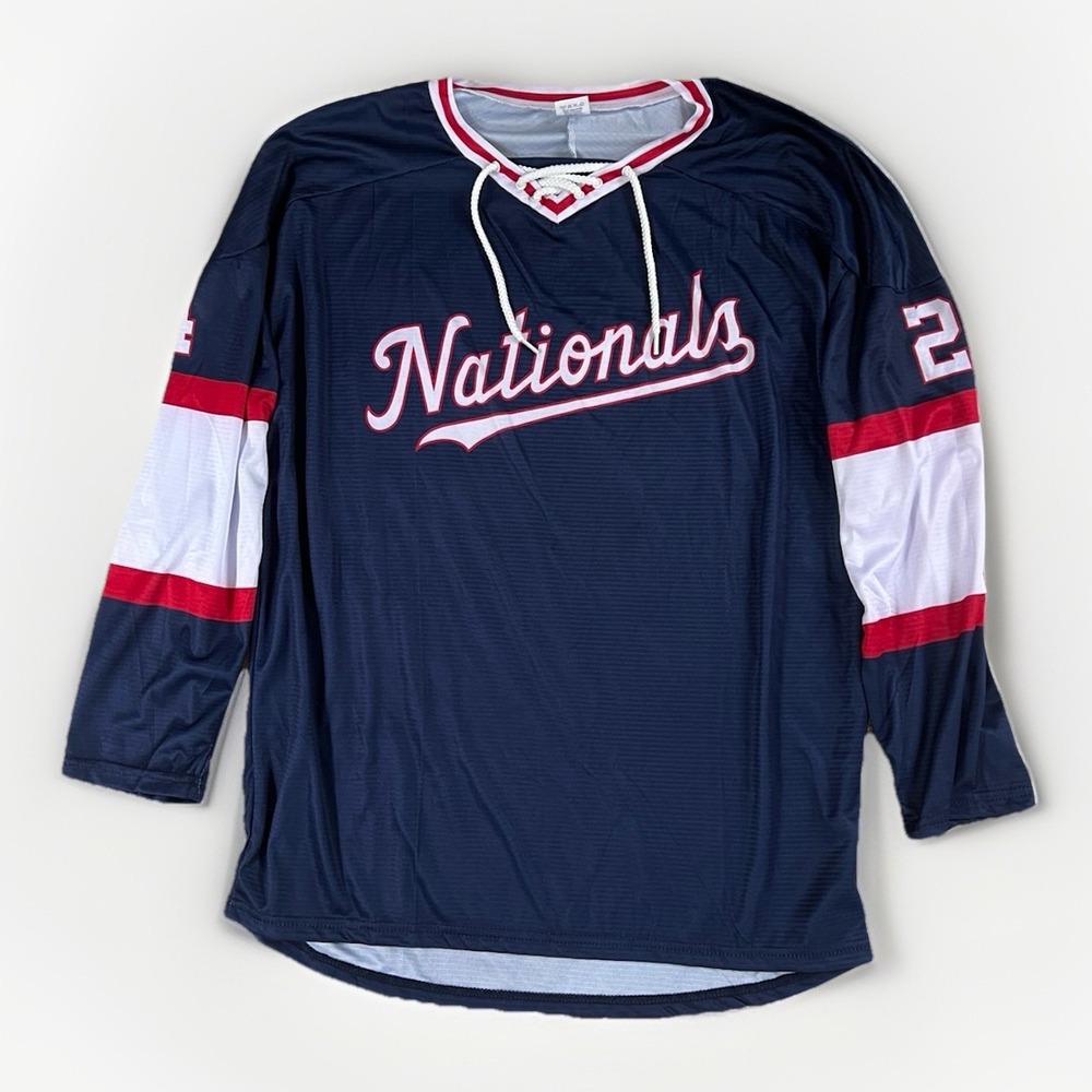 Mens MLB XL Washington Nationals #24 Long‎ Sleeve Jersey NWOT